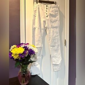 OLIVACEOUS White Button Fly Pants